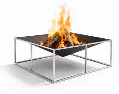 Industrialne Palenisko Ogrodowe 120x120  z Nierdzewną Podsawą