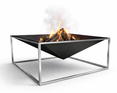 Industrialne Palenisko Ogrodowe 100x100 z Nierdzewną Podsawą 