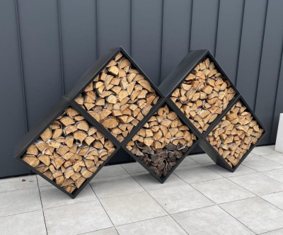 Nowoczesny Stojak na Drewno KUBIK 80x80 5 szt. 