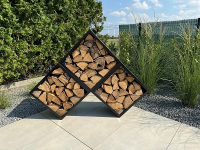 Nowoczesny Stojak na Drewno KUBIK 60x60 3 szt. 