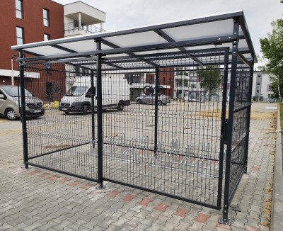 Wiata Rowerowa Zamykana Draco 4,03x2,30 m  na 10 rower. Ocynk Ogniowy + Lakier